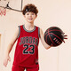 NIKE JORDAN 耐克AJ童裝男童23號籃球服背心2025夏季網(wǎng)眼透氣兒童衣服 杰斯特紅 140 /68 【建議身高128-140cm】