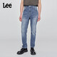 Lee中腰日常顯瘦經(jīng)典五袋款藍色男士牛仔褲休閑潮