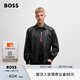 BOSS男士2025年春季新款寬松飛行員夾克皮衣外套 001-黑色 L (50)