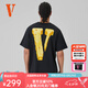 VLONE FRIENDS芝士大LOGO印花短袖T恤男女同款黑黃半袖七夕送男友 VLTE25005黑黃 L