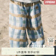 white wheat兒童2025夏季新款長褲男童印花束腳褲薄女寶透氣防蚊褲 格子 90 cm