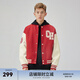 CHINISM CH美式復(fù)古撞色拼接棒球服夾克男潮牌高街重磅休閑情侶外套 正紅色 L（推薦 130-150斤）