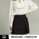ELLE黑色高腰A字短款半身裙女2024秋新款小個子高端氣質(zhì)顯瘦裙子 黑色 S