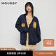 moussy 新品韓系氛圍感V領(lǐng)太陽(yáng)花針織開(kāi)衫028HAA70-2111 145花紋海軍藍 均碼 00020/F