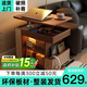 青子悠升降茶幾小戶型客廳家用沙發(fā)邊柜可移動(dòng)小推車餐桌旋轉(zhuǎn)邊幾床邊桌 升降藤編邊幾【胡桃色】+感應(yīng)燈