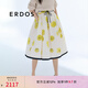 ERDOS 25春夏絲棉混紡優(yōu)雅松緊腰小雛菊印花A字傘裙女半身裙 香草白 XL 175/76A