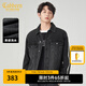 卡賓（CABBEEN）【織帶拼接】運動風(fēng)牛仔夾克男2024秋季新款寬松翻領(lǐng)外套潮牌 煤黑色01 M /170/48