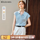 Olrain歐芮兒POLO領(lǐng)針織衫女裝春夏2025新款寬松氣質(zhì)休閑上衣 藍色 L