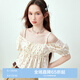 樂(lè)町甜美浪漫碎花雪紡衫女夏季新款A(yù)版小方領(lǐng)設(shè)計(jì)感超仙上衣 黃印花（現(xiàn)貨） L
