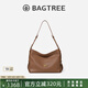 BAGTREE包包樹奶盒hobo女包輕奢品牌新款植鞣牛皮單肩通勤包斜挎包包 烤棕色-中號(hào) 高級(jí)小眾