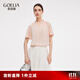 歌莉婭真絲上衣女2025新款穿搭桑蠶絲荷葉袖短袖T恤1E7L3I270 02R珍珠粉 L