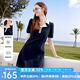 百圖betu女裝2025夏季新款連衣裙撞色翻領(lǐng)顯瘦有型棉感裙子女2504T88 深寶蘭 M