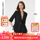 朗姿設(shè)計感時尚氣質(zhì)西裝女時髦洋氣新款修身職業(yè)西服外套 夜幕黑色 S