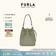 芙拉（FURLA）【七夕禮物】SFERA牛皮小號(hào)女士上班族通勤單肩斜挎包抽繩水桶包 綠色