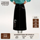 Teenie Weenie小熊女裝春季小A磨毛休閑中長(zhǎng)牛仔復(fù)古基礎(chǔ)款半身裙 深灰色 M (165)