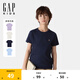 Gap男女童2025春季新款純棉小熊刺繡短袖T恤百搭兒童裝上衣756113 海軍藍 150 cm(12-13歲) 亞洲尺碼