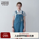 Teenie Weenie小熊夏裝學(xué)院風(fēng)休閑背帶褲復(fù)古韓版牛仔褲短褲女