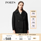 PORTS寶姿 秋冬新款女裝時尚拼接毛呢大衣外 毛呢大衣女LW9N088XCP012 黑色 M (6)