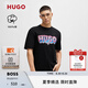 HUGO雨果【七夕節(jié)禮物】【100%棉】男士夏圖案裝飾棉質平紋短袖T恤 001-黑色 L