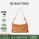BAGTREE【明星同款】包包樹(shù)奶盒包植鞣皮新輕奢單肩斜挎Hobo女包七夕禮物 焦糖色-中號【磁吸拉鏈款】 高級小眾