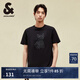 杰克·瓊斯（JACK&JONES）25年男裝短袖t恤男夏季潮流純棉休閑半袖T恤男士法斗犬重磅刺繡 E40黑色 常規(guī) XL