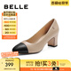 百麗（Belle）高跟鞋女粗跟商場同款氣質(zhì)通勤百搭高跟單鞋B2E1DAQ4 杏色 36 (230mm)