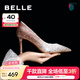 百麗（Belle）吉娜同款高跟鞋女商場款單鞋婚鞋BDAK3AQ5 金色-跟高8CM 35 (225mm)