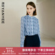 顏域（YANYEE）氣質通勤藍色碎花立領襯衫女士長袖2024新款秋裝法式雪紡上衣 藍花 L
