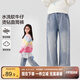左西女童褲子春秋款兒童牛仔褲防褪色2025新款中大童長褲 牛仔色 150