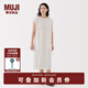 無印良品（MUJI）女式 雙股天竺編織法國(guó)袖連衣裙 女裝裙子連身裙長(zhǎng)裙夏季BB2S4A5S 白色 S （155/80A）