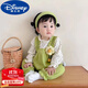 迪士尼嬰兒衣服外出寶寶秋季連體衣女寶寶爬服春秋哈衣百天外出服超萌 綠色-假背帶小花連體 80碼 建議8-12個(gè)月