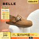 百麗（Belle）厚底勃肯鞋女2025春季新款毛毛雪地短靴棉鞋子D4W1DAM5 棕色-單里 40 (250mm)