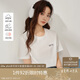 茵曼全棉百搭寬松短袖T恤女2025夏季繡花舒適簡約套頭上衣 米白色  M