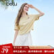 百圖betu女裝2025夏季新款T恤袖口翻邊立體膠印花多巴胺短袖女2506T08 黃色 M