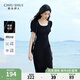 秋水伊人時(shí)尚簡(jiǎn)約裙子2025年夏季新款女氣質(zhì)通勤小開叉設(shè)計(jì)連衣裙 黑色 M