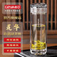格亞（GEYA）蓮華鈦玻璃杯雙層茶杯男商務(wù)鈦杯抗菌泡茶杯水晶杯子辦公定制禮物 純鈦抑菌【高端皮質(zhì)禮盒】380ml