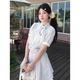 鏡莎裙子女夏季2025新款條紋襯衫連衣裙韓系穿搭獨(dú)特漂亮絕美學(xué)生短裙 淺藍(lán)色 均碼 【可備注碼數(shù)】