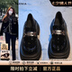 CAMILA KSENIA樂(lè)福鞋子女士夏季2025新款金屬扣厚底粗跟深口學(xué)院風(fēng)一腳蹬小皮鞋 黑色 37