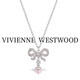 VVIENNE WESTLOCK【英國代購】西太后正品土星項鏈Octavie鑲鉆蝴蝶結吊墜鎖骨鏈女 銀粉色