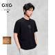 GXG男裝 2024年夏季潮流撞色印花寬松短袖男 黑色 180/XL