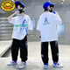 G.DUCKKIDS男童短袖套裝2025夏季新款長(cháng)褲中大兒童男孩帥氣潮夏裝休閑兩件套 白色 150 cm