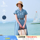 哈吉斯（HAZZYS）女裝 夏季女士【PHIZ系列】連肩收腰牛仔連衣裙女 淺藍(lán)色LL L (165/88A 40)