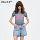 moussy 2025夏季新品美式辣妹風(fēng)做舊LOGO短袖T恤女028ISZ90-0871 160灰色 均碼