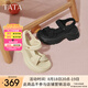 他她（TATA）休閑運(yùn)動(dòng)涼鞋女鞋厚底舒適沙灘涼鞋2025夏季新款 黑色 37