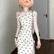 沐霓法式立體花朵波點(diǎn)連衣裙女夏季度假風(fēng)氣質(zhì)收腰顯瘦無(wú)袖吊帶長(zhǎng)裙女 法式高級(jí)感波點(diǎn)連衣裙M95-108