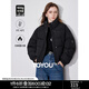 初語潮酷立領羽絨服女2024秋冬新款90白鴨絨溫暖輕盈簡約黑色外套 黑色 M