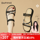 達(dá)芙妮（DAPHNE）涼鞋女夏季外穿一字帶新款百搭水鉆編織沙灘鞋 黑色   跟高3.5cm 38 (240mm)