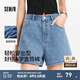森馬（Semir）牛仔褲女設計感直筒褲小個子2025夏季新款復古小眾chic短褲潮 牛仔藍80317 33