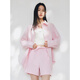太平鳥(niǎo)25夏季新款女士夏日粉色闊形肌理感長(cháng)袖襯衫抽繩短褲組合 粉色襯衫 L 165