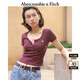 ABERCROMBIE & FITCH女裝25夏新款美式復(fù)古經(jīng)典小麋鹿亨利領(lǐng)修身短袖T恤KI139-5704 紫紅色 S (165/92A)